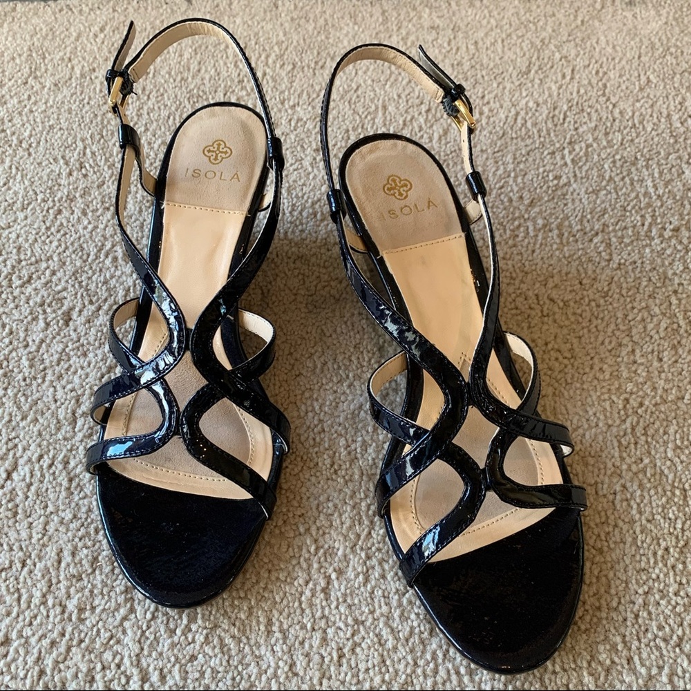 Navy Isola wedge sandals, excellent condition.